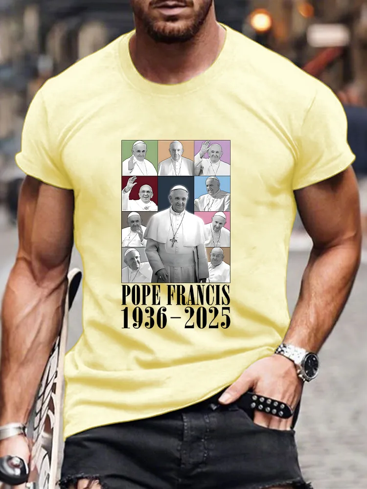 Men's 1936-2025 Print Short Sleeve Round Neck Cotton T-Shirt