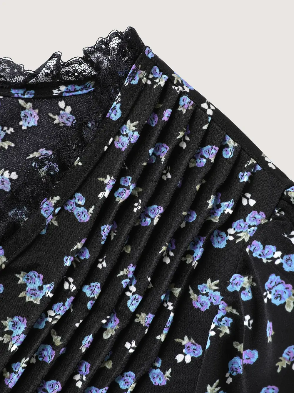 Ditsy Floral Print Lace Trim Blouse