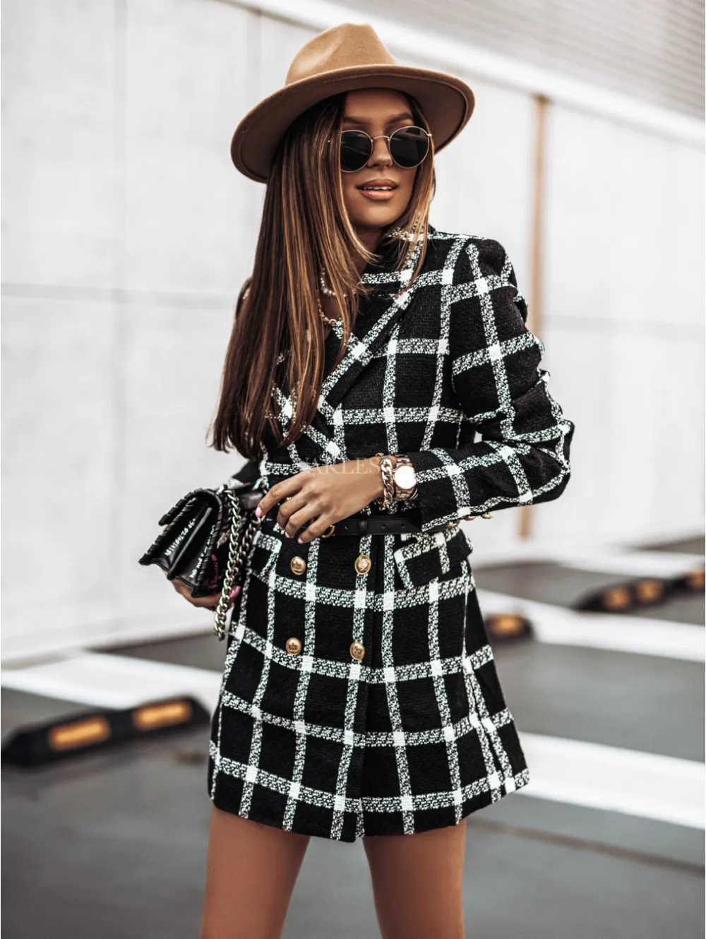 Long Sleeve Suit Collar Double Row Button Woolen Coat