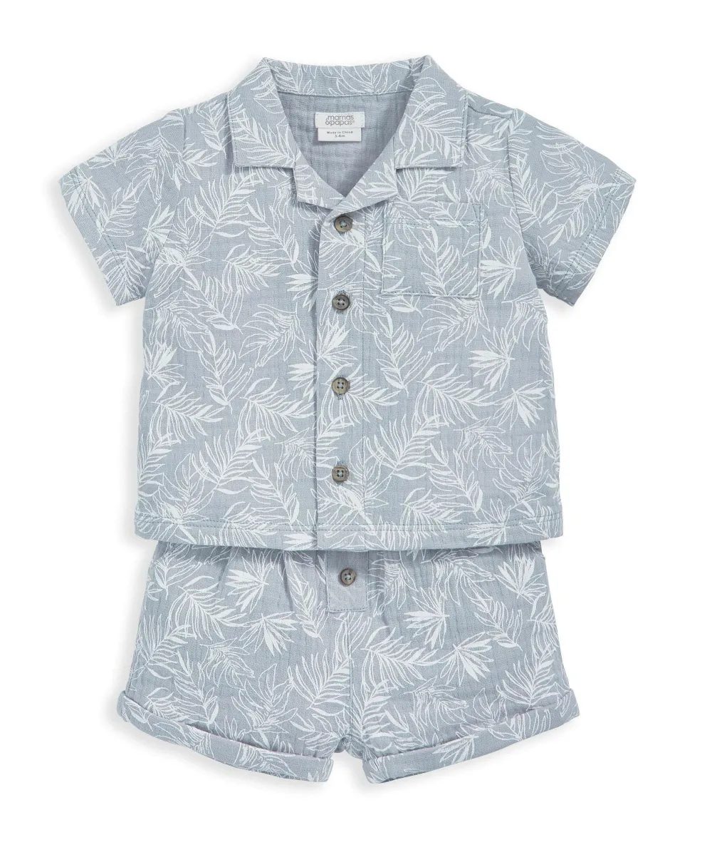 Palm Shirt & Shorts Outfit Set