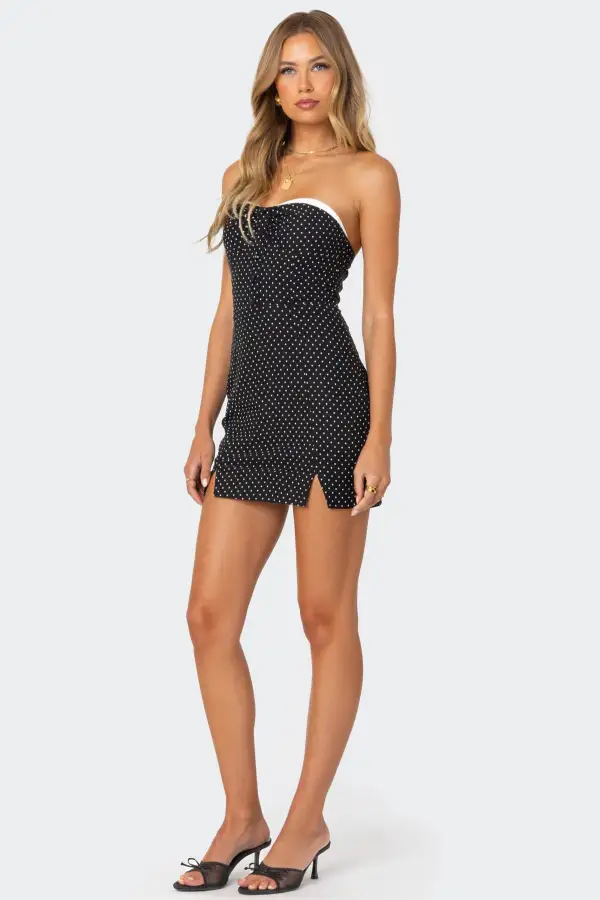 Polka Girl Button Front Mini Dress