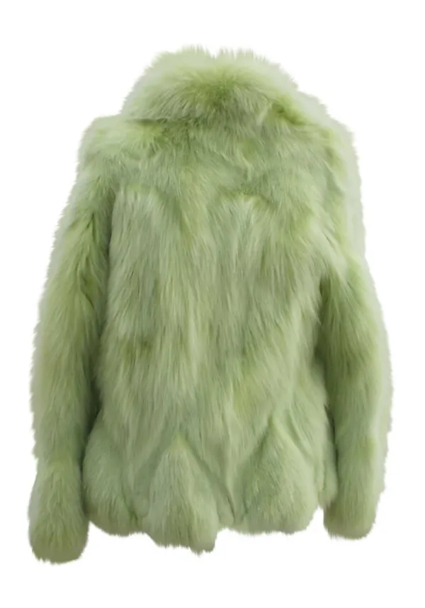 Green Lime Fur Waist Length Jacket