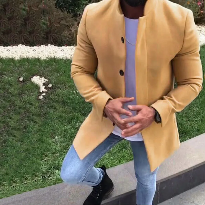 Fashion Lapel Collar Plain Slim Coat