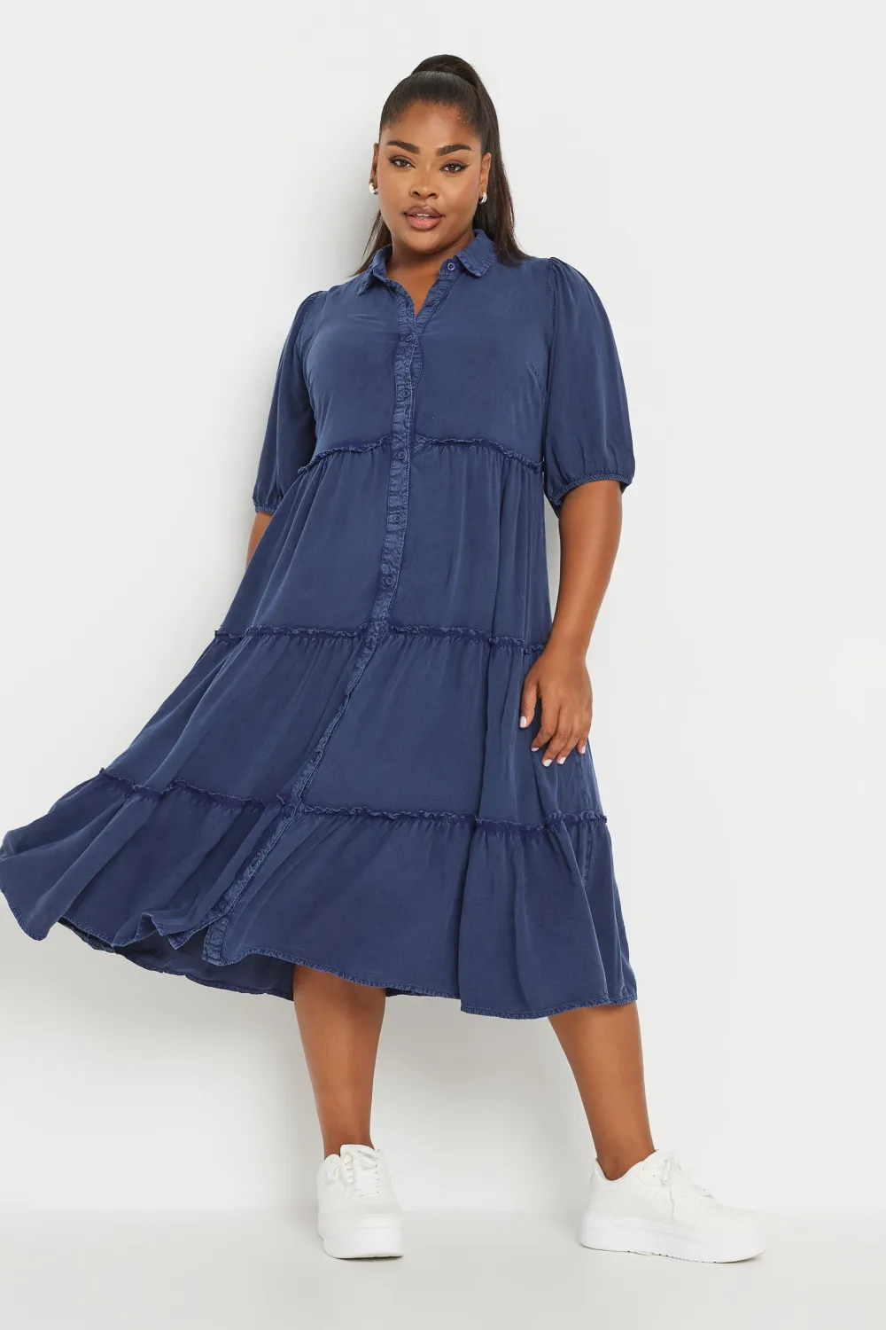 YOURS Curve Charcoal Grey Midi Shirt Dress