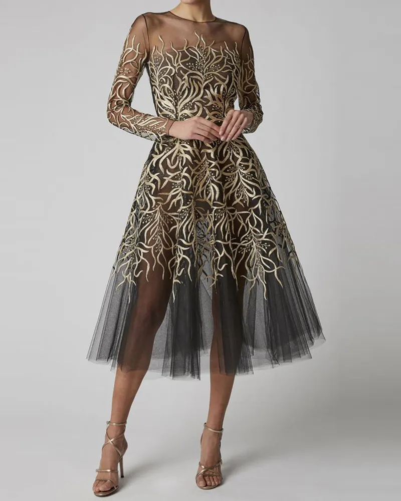 Mesh pattern midi dress