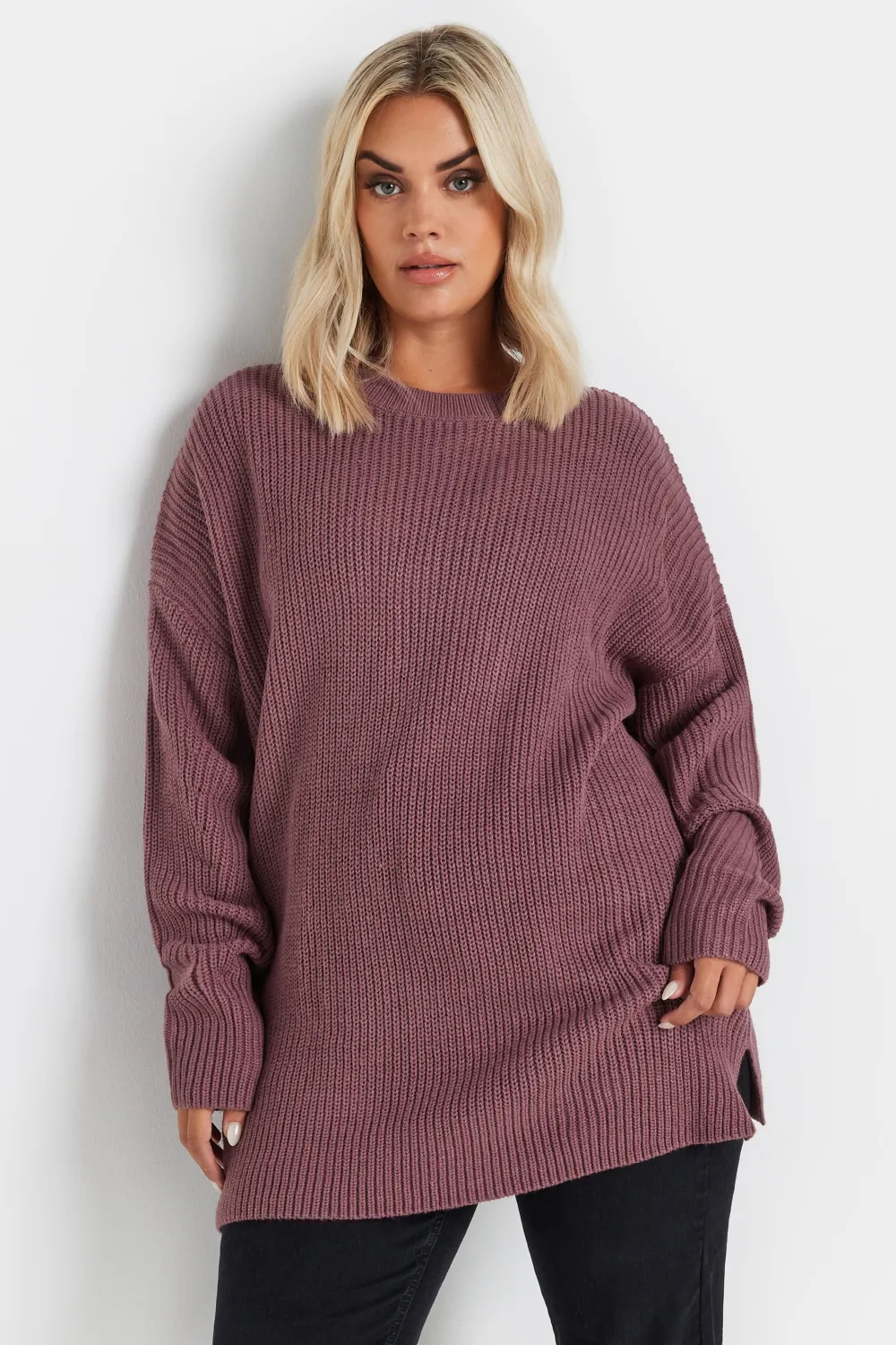 YOURS Curve Navy Blue Drop Shoulder Knitted Jumper