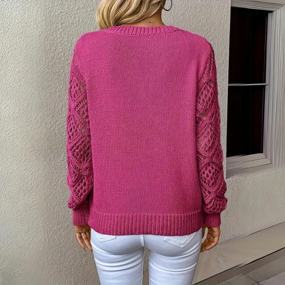 V-Neck Knitted Sleeves Jumper