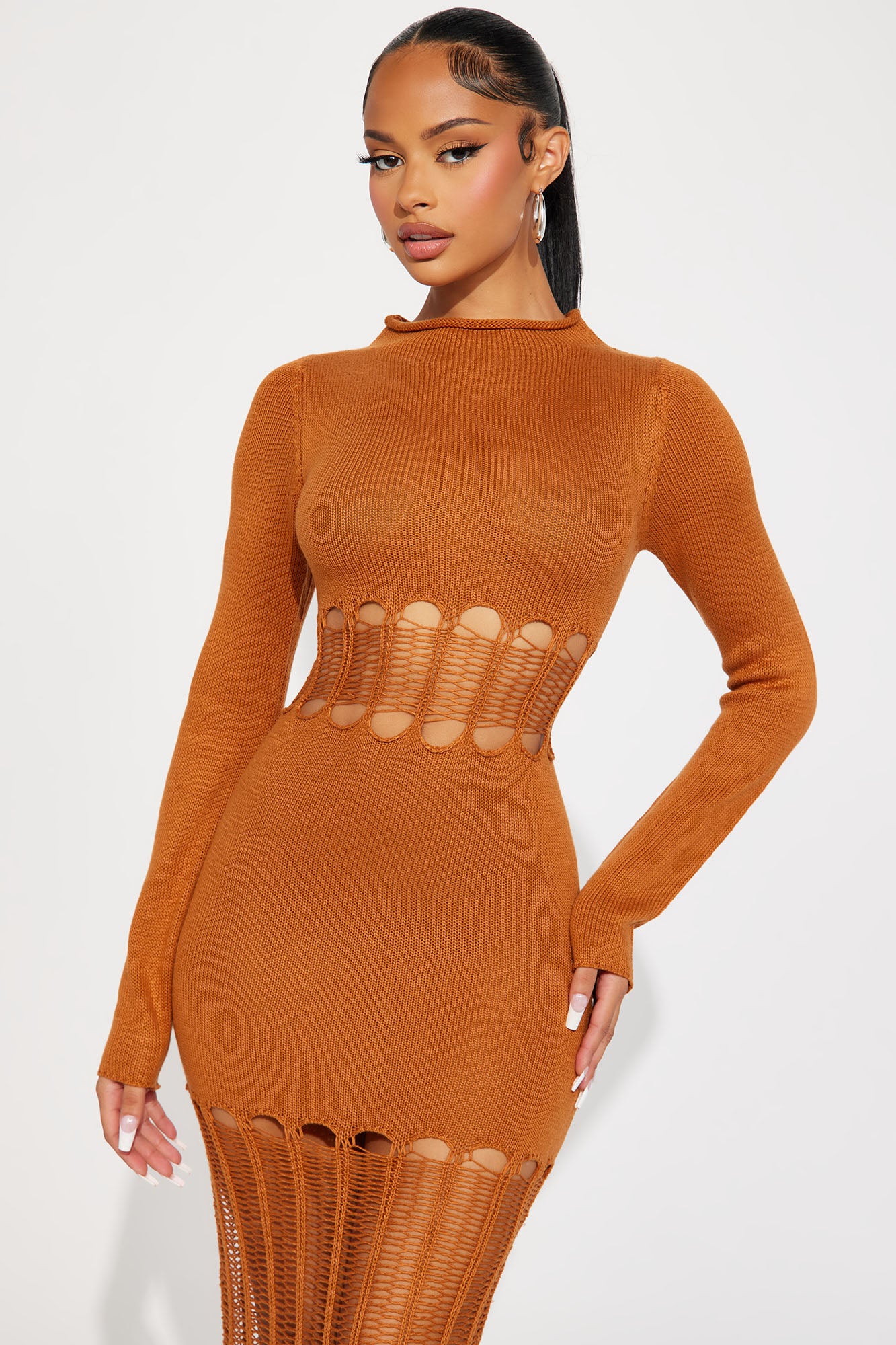 Tamara Sweater Midi Dress - Camel