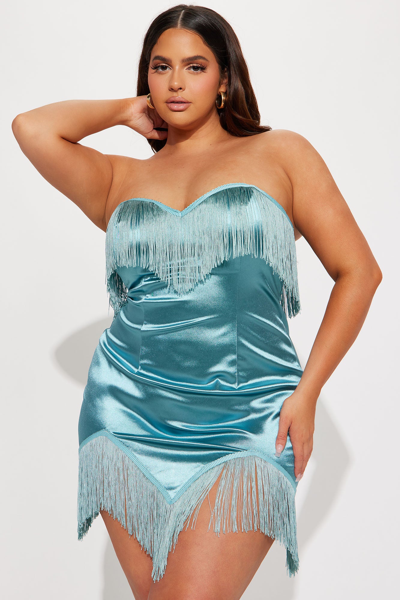 Gwen Fringe Mini Dress - Teal