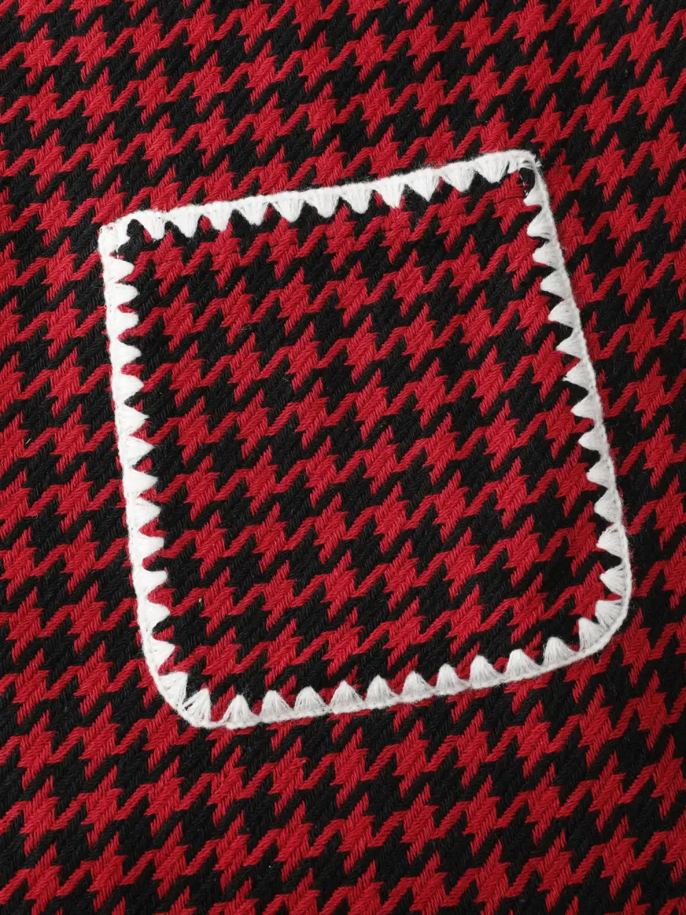 Houndstooth Embroidery Patch Pockets Dress