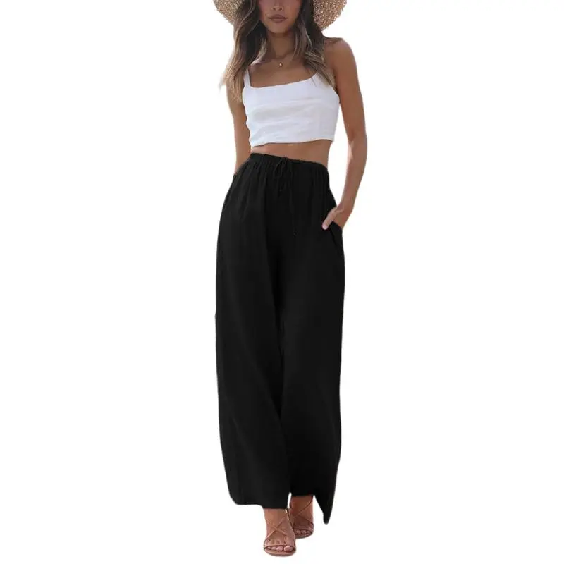 Women's Wide Leg Palazzo Pants – Lightweight Summer Trousers with Pockets