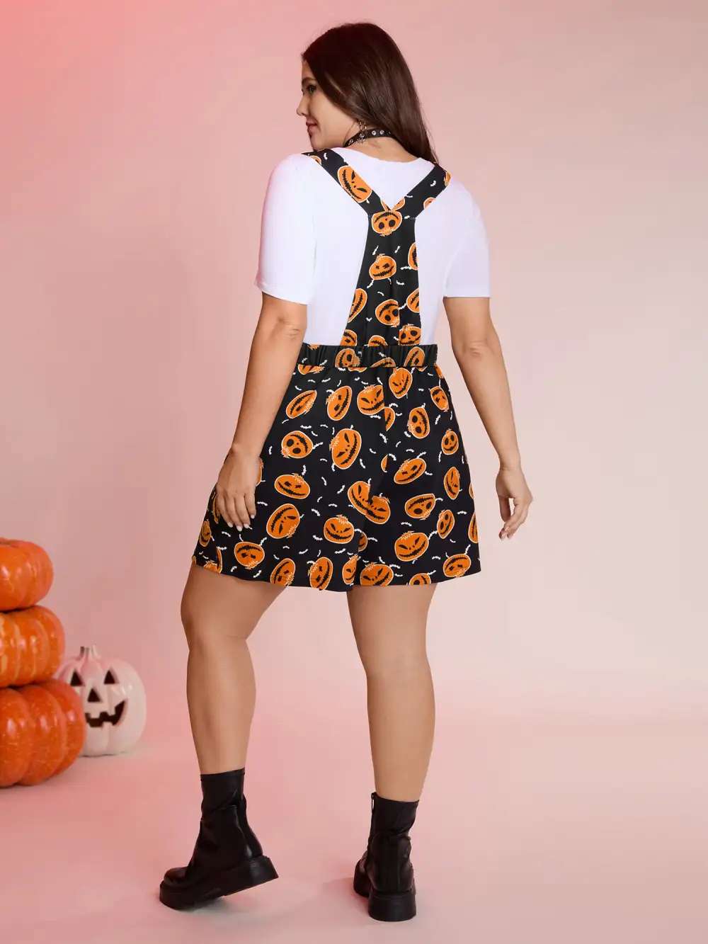 Pumpkin Everywhere Elastic Waist Romper