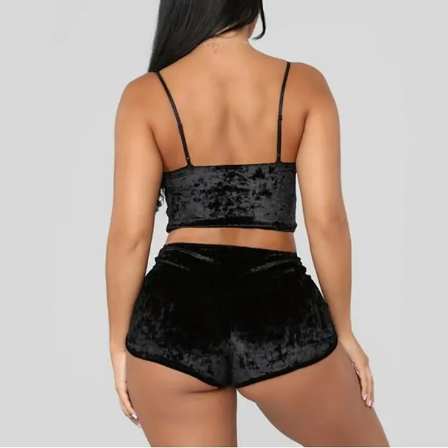 Women's Pajamas Sets Nighty 1 set Pure Color Simple Hot Retro Xmas Home Party Christmas Daily Spandex Gift Sleeveless Strap Top Shorts Basic Spring Summer Black Pink / Sexy