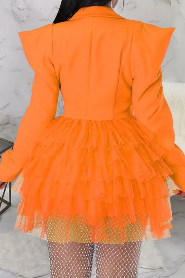 Mesh Patchwork Sweet Tiered Mini Dress