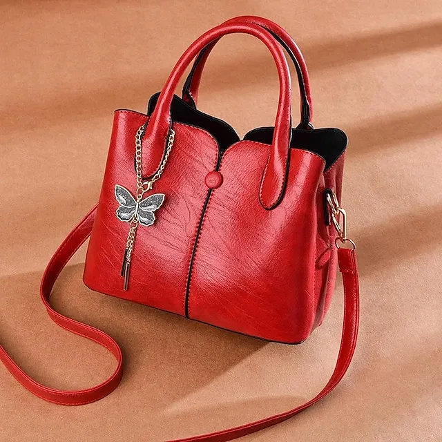 Women's Handbag Crossbody Bag Shoulder Bag PU Leather Shopping Daily Large Capacity Breathable Durable Solid Color Black White Pink