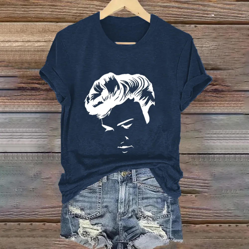 Women's American The King Print Short Sleeve Round Neck Cotton T-Shirt