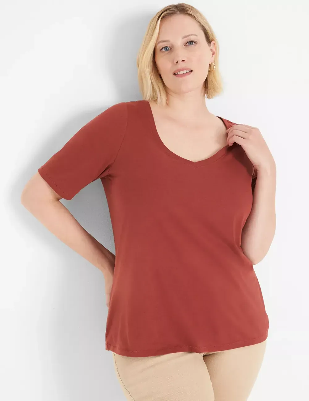 Modern Perfect Sleeve V-Neck Tee