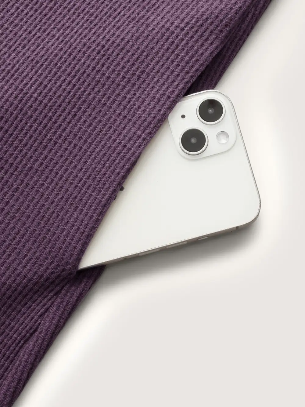 Solid Waffle Knit Overlap Hem T-shirt