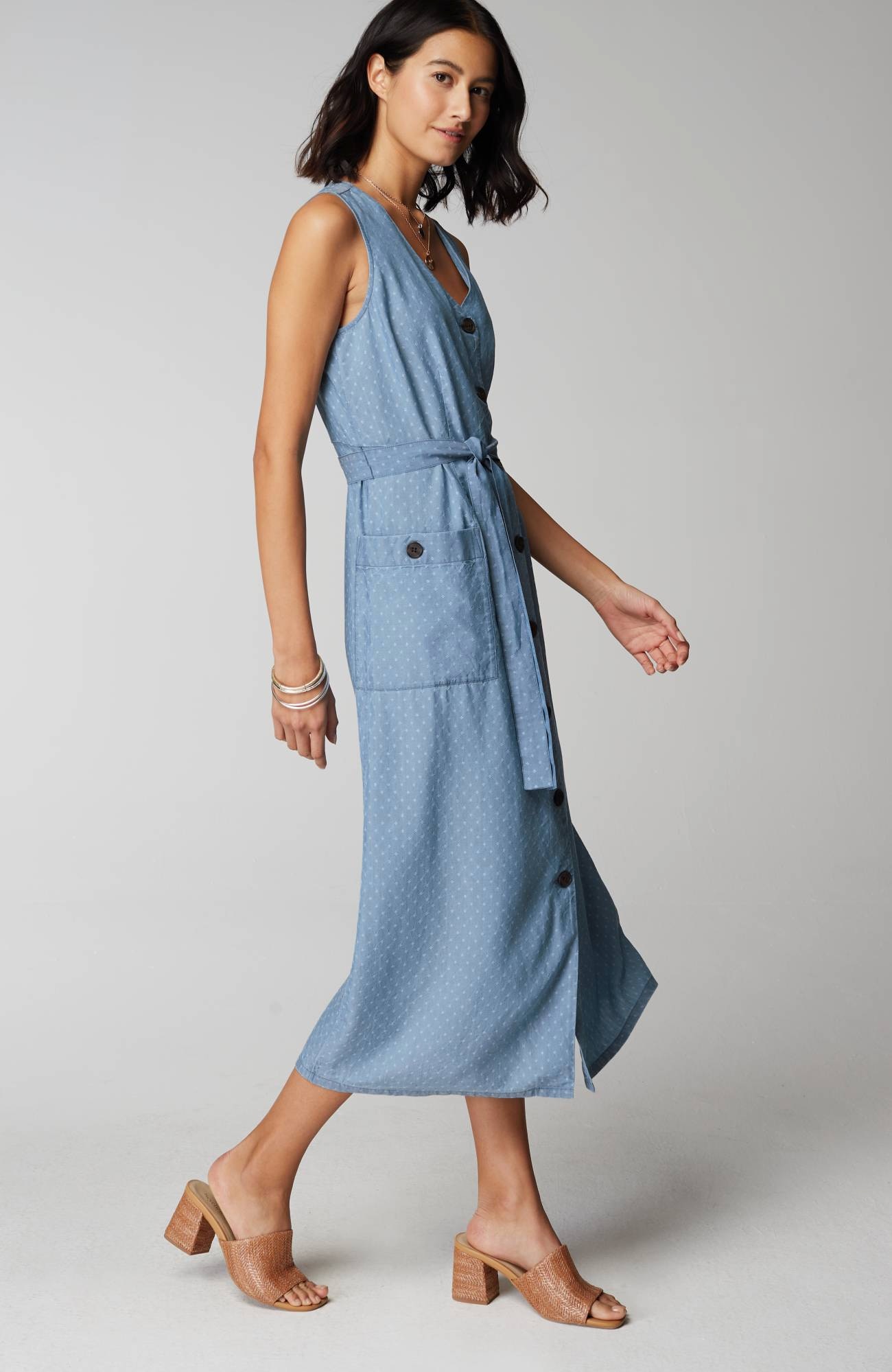Sleeveless Button-Front Dress
