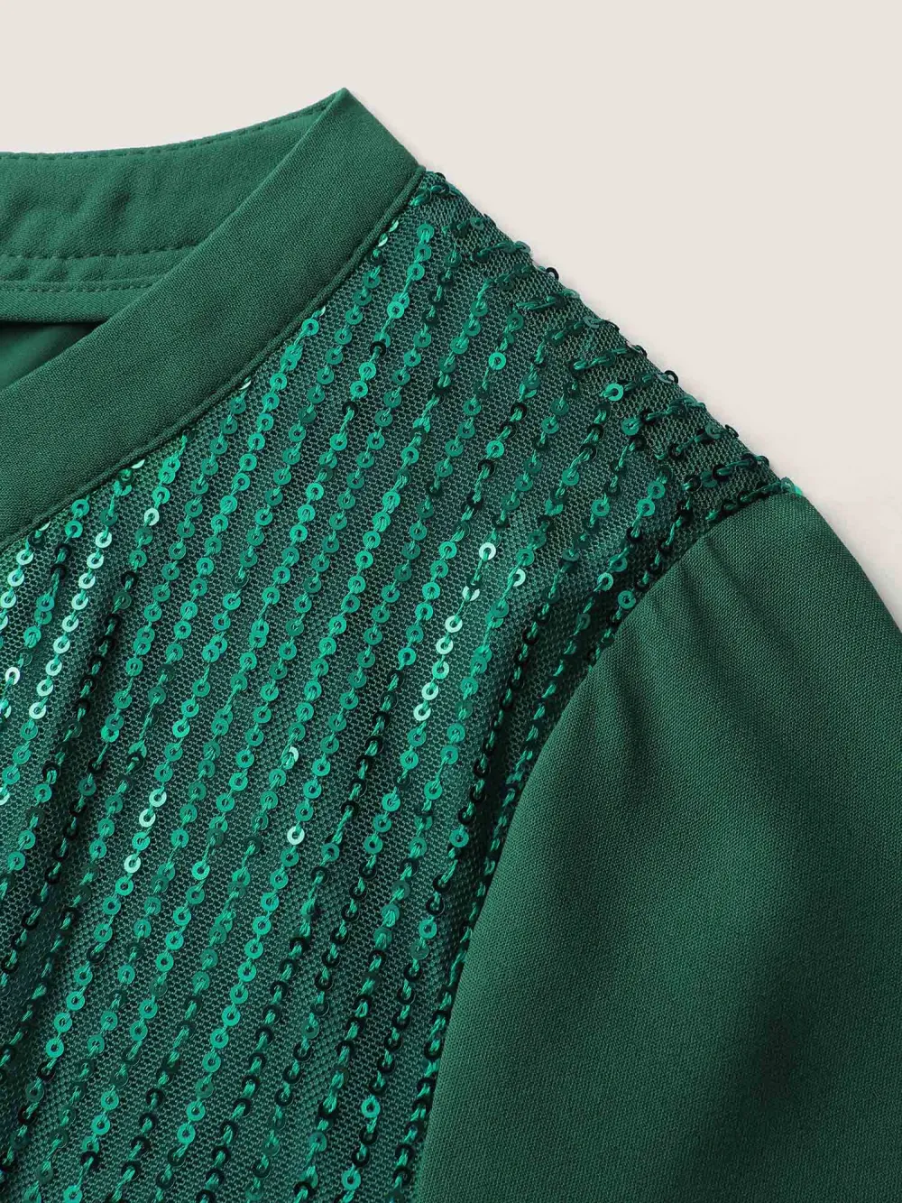 Shimmery Sequin Notched Collar Blouse