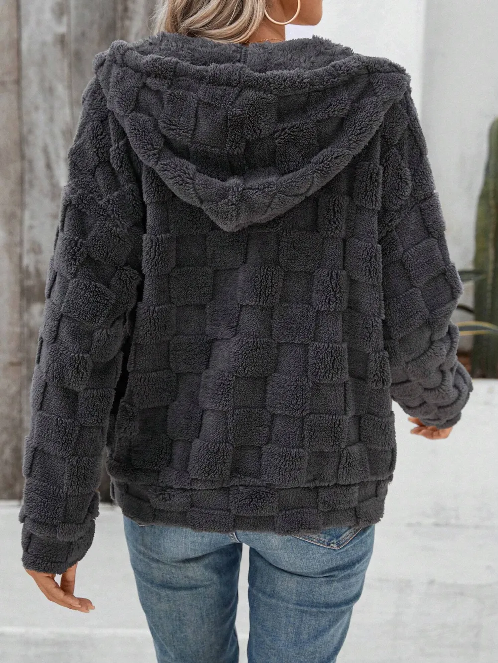 Autumn Warm & Comfortable Casual Gray Plush Jacket, Suitable For Going Out