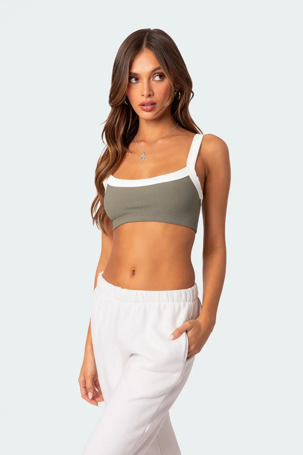 Sariah Contrast Ribbed Crop Top