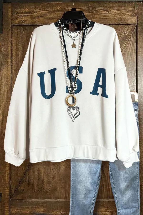 Casual Letter Print Cozy Sweatshirt