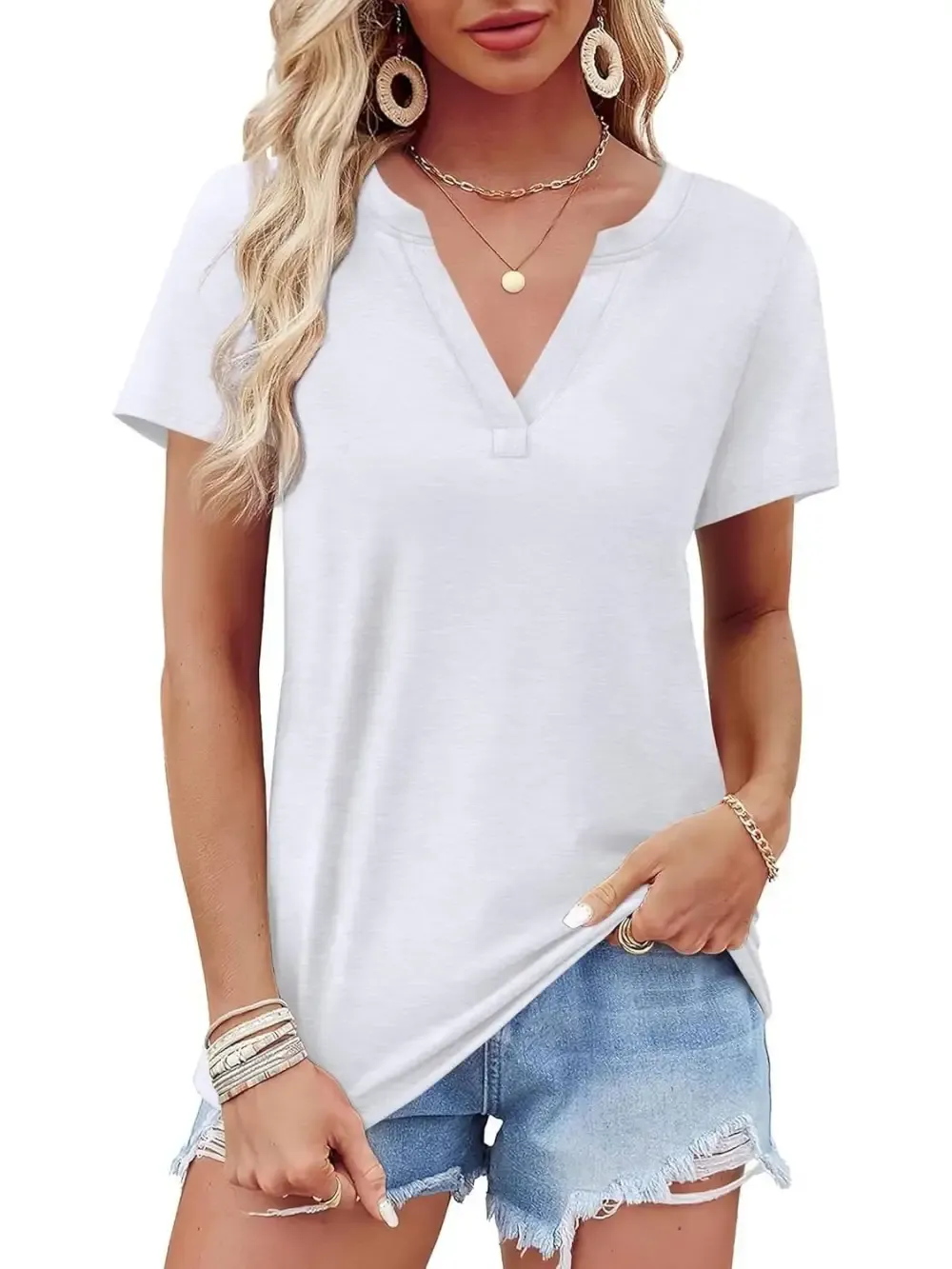 ✨Womens Short Sleeve V Neck Casual Loose Fit T-shirts
