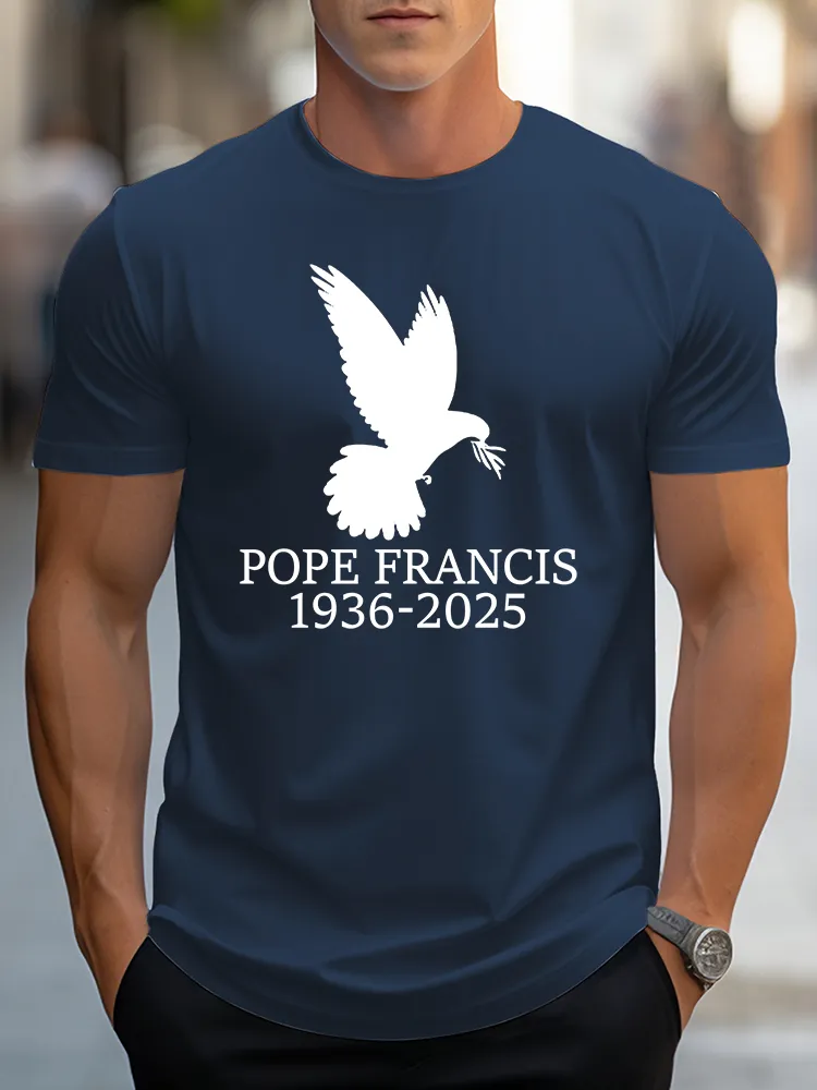 Men's Thank You Father 1936-2025 Print Short Sleeve Round Neck Cotton T-Shirt