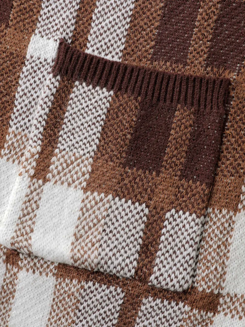 Plaid Jacquard Pattern Knit Cardigan