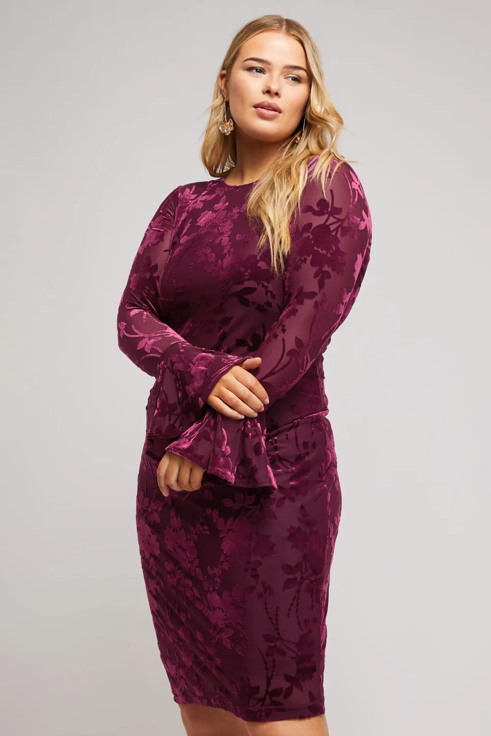 YOURS LONDON Curve Black Velour Leopard Shift Dress