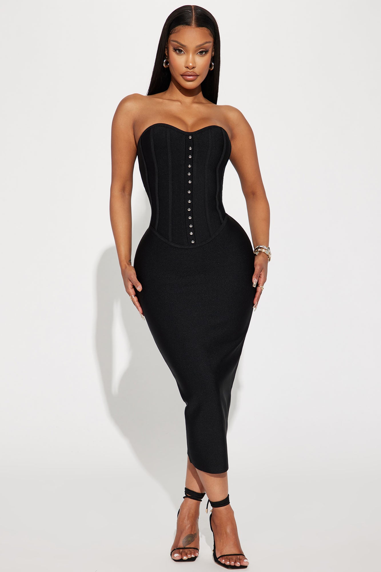 Gemma Bandage Midi Dress - Black