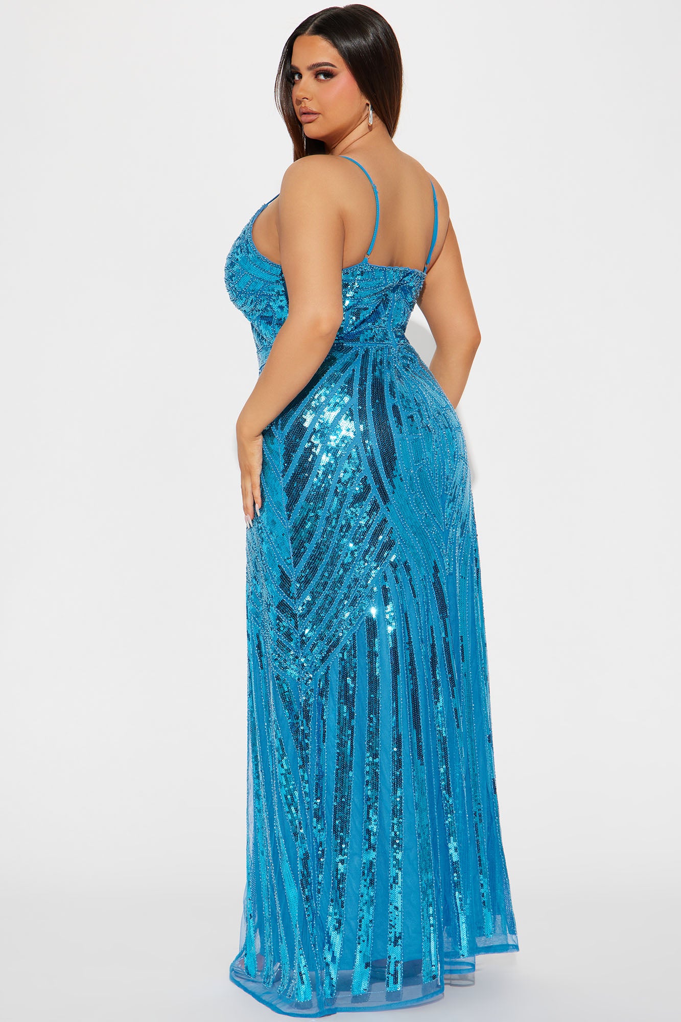 Celine Sequin Gown - Aqua