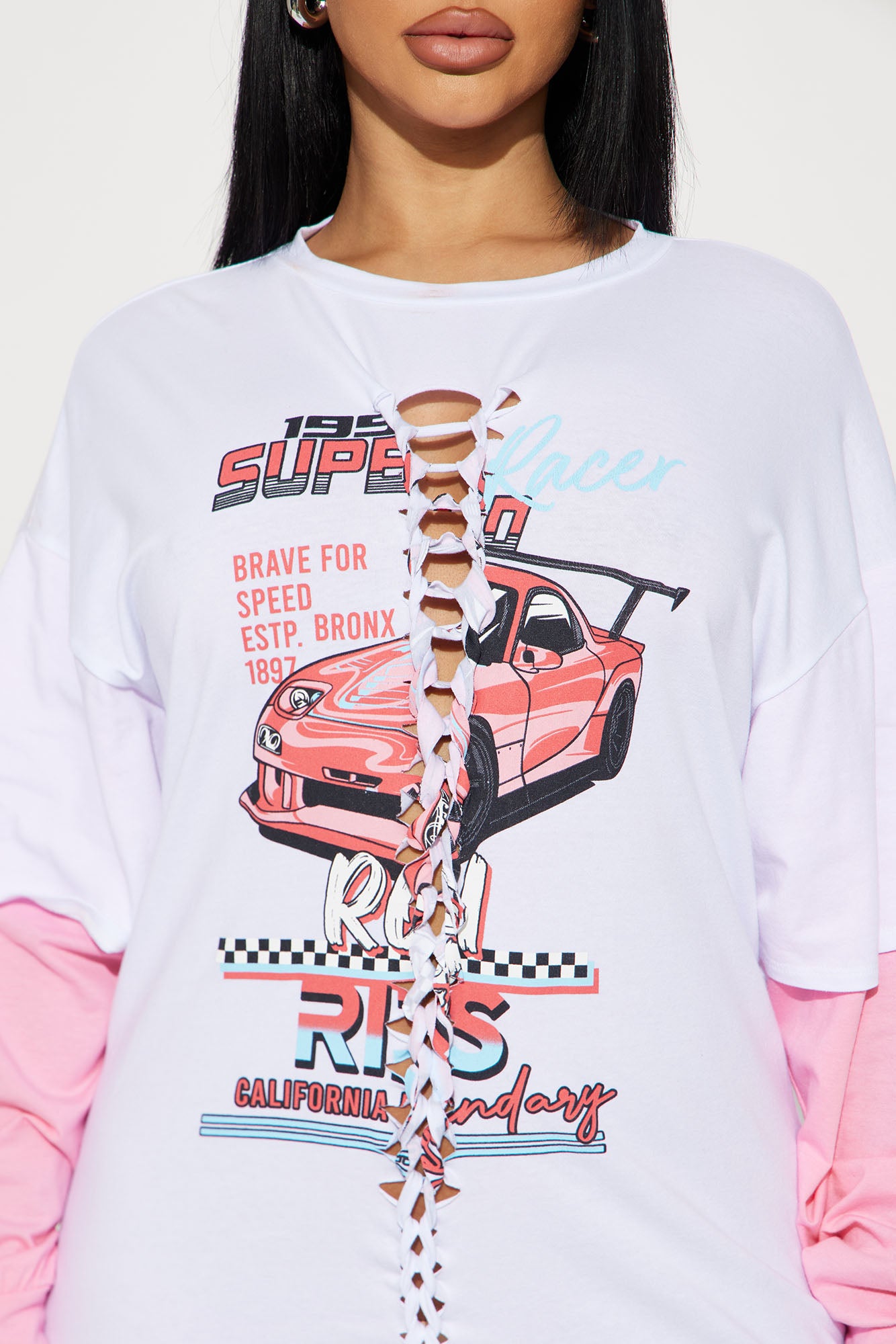 Tatum T-Shirt Dress - White/Pink
