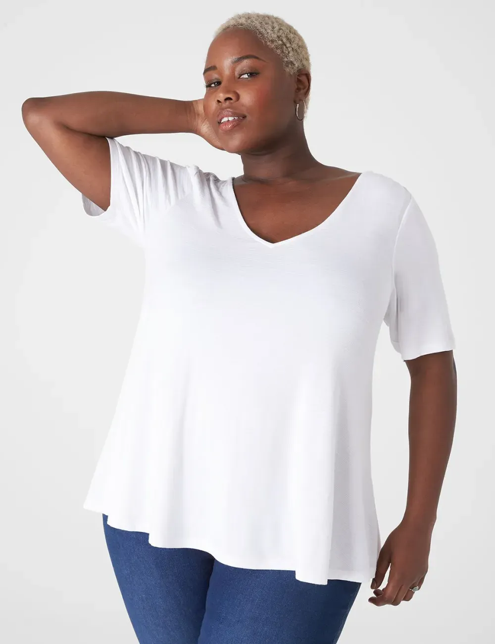 Modern Swing Perfect Sleeve Ruched-Shoulder Tee