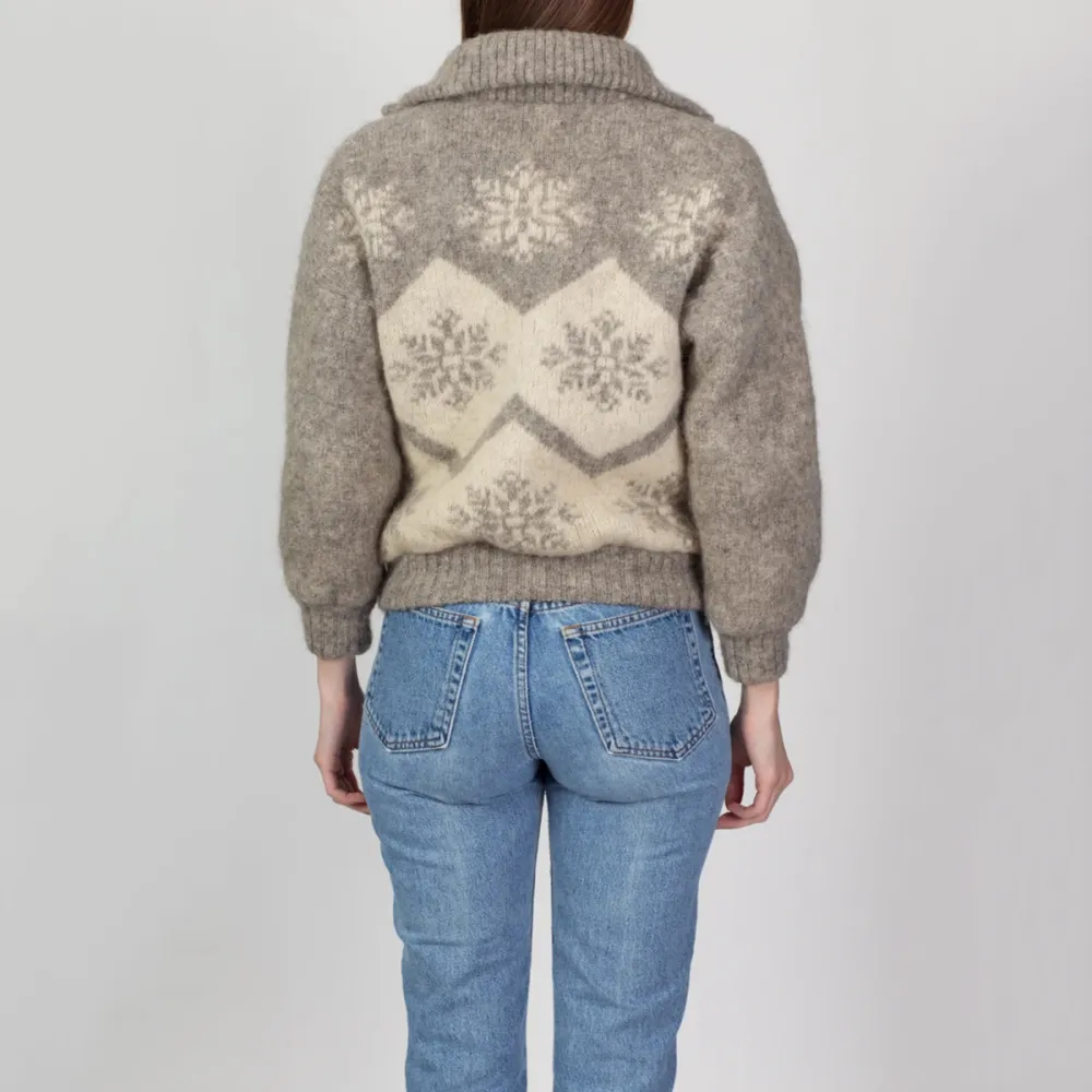 Vintage Pattern Zip Up High Collar Comfy Knitwear