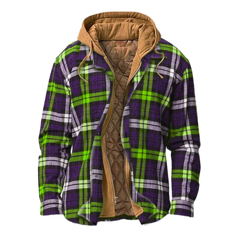 Mens Winter Plaid Thick Casual Jacket