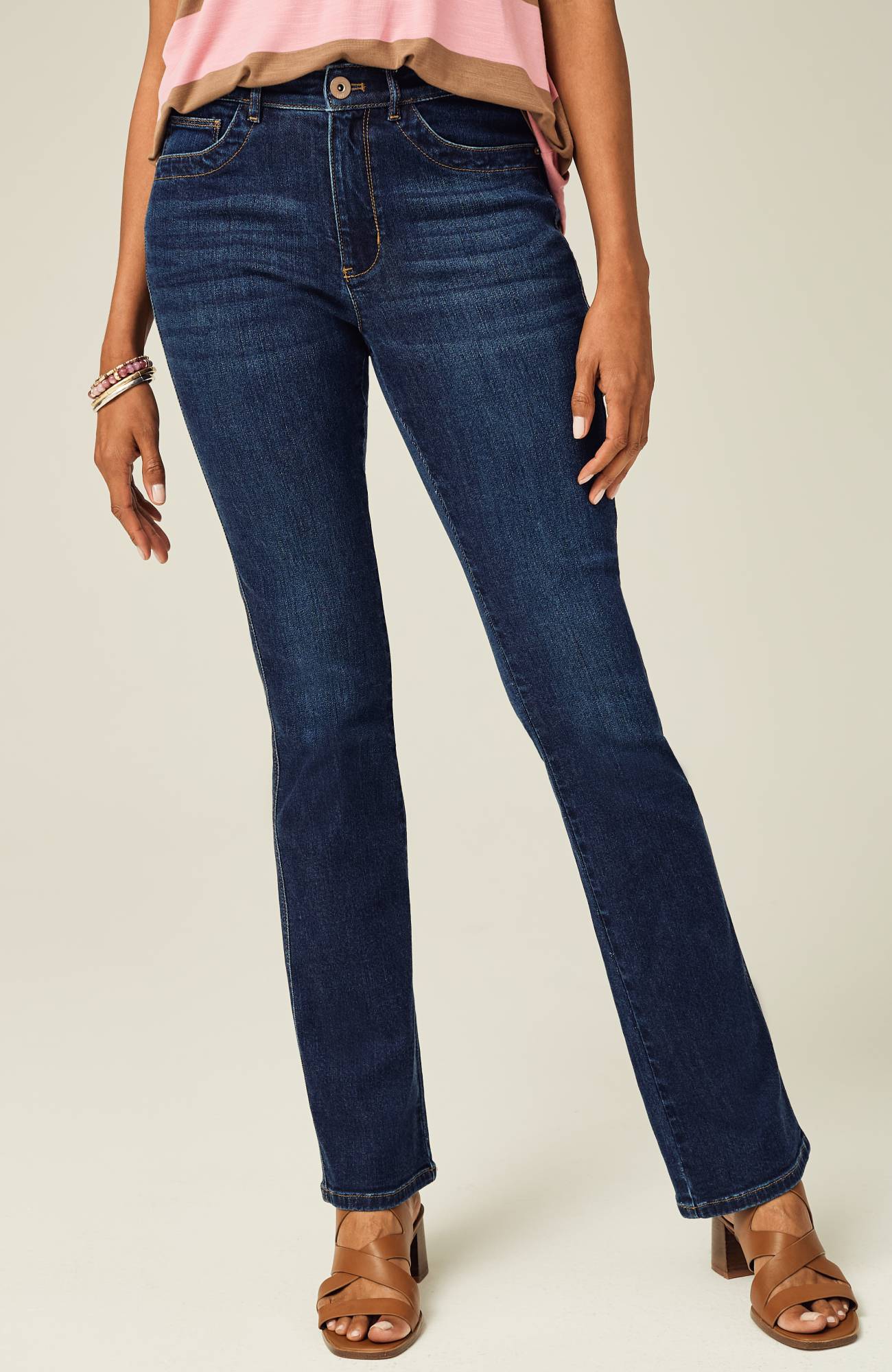 high-rise boot-cut jeans