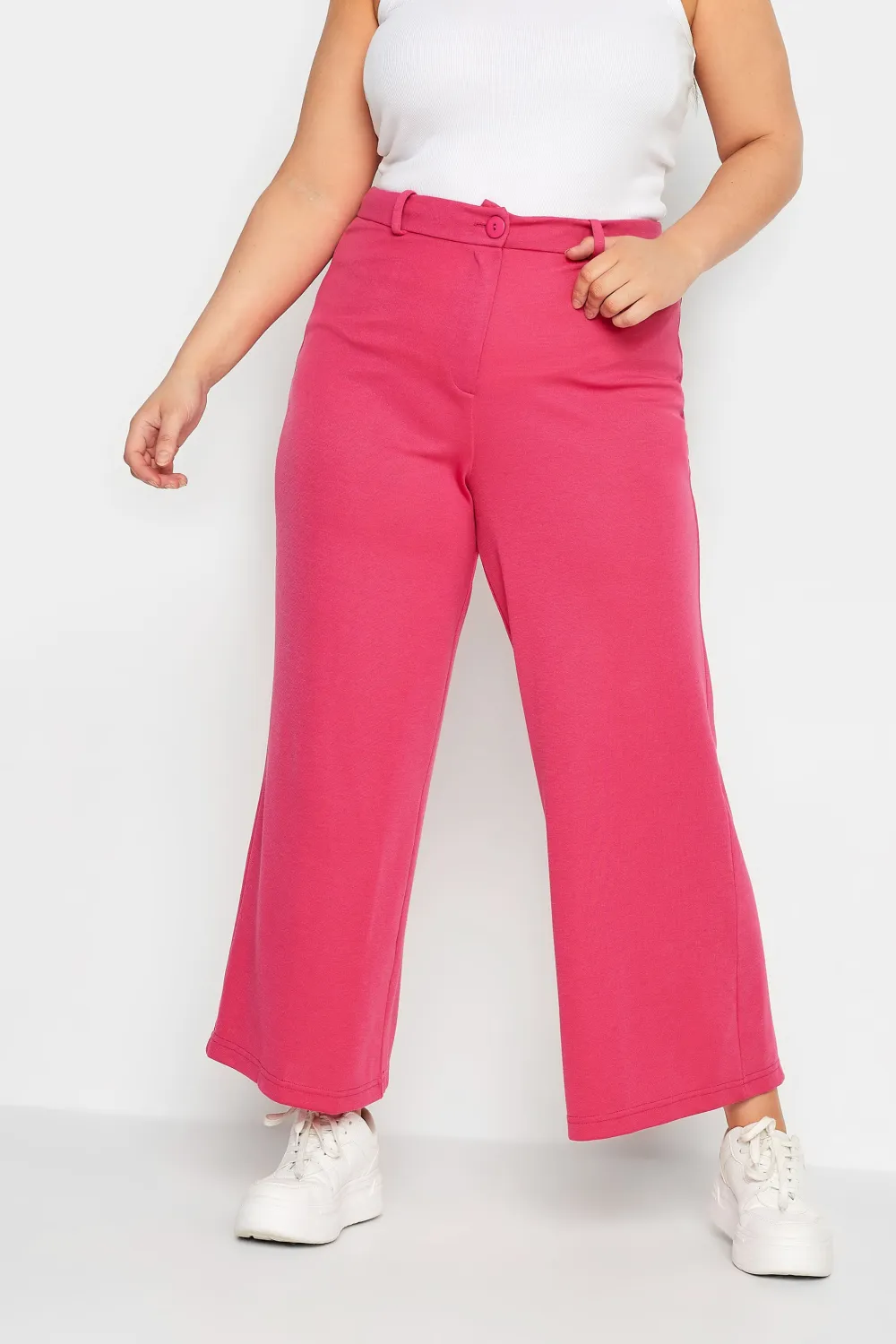 YOURS Curve Black Wide Leg Button Up Trousers