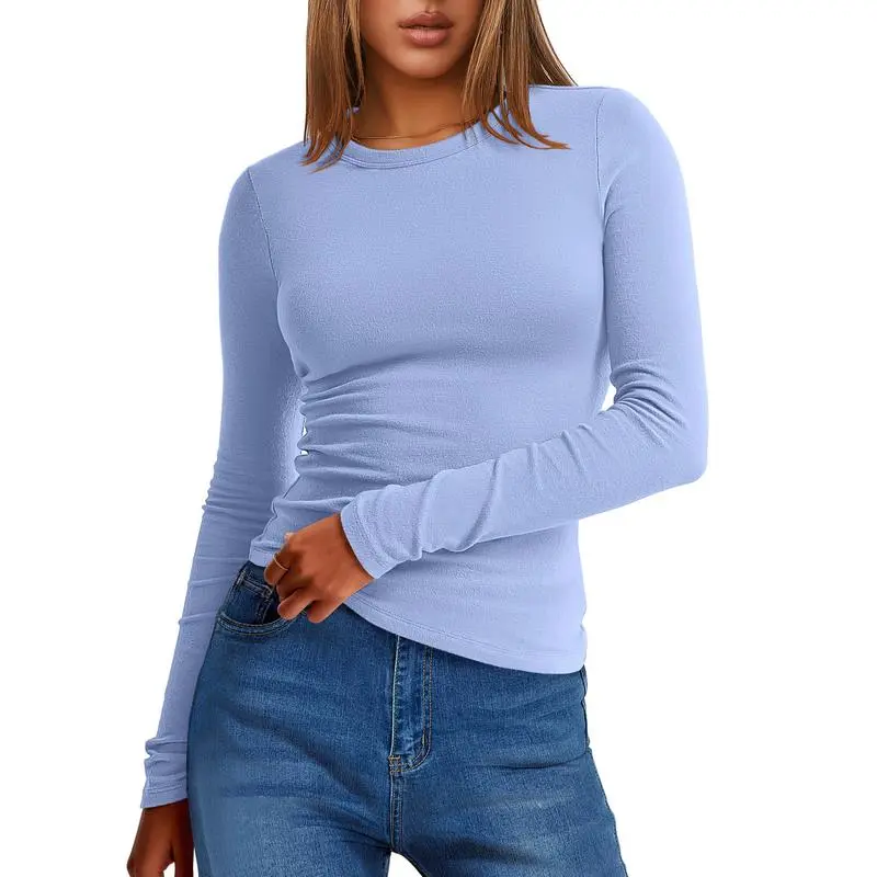 2025 Women's Long-Sleeve Thermal Tee: Crewneck, Slim Fit, Warm (Fall/Winter Basic)