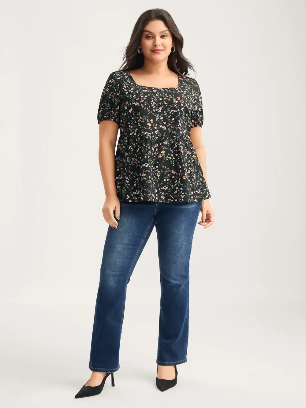 Floral Print Bow Back Detail Blouse