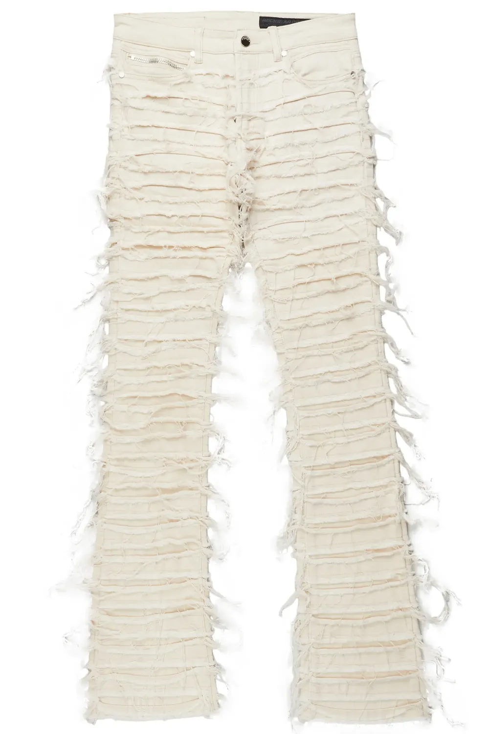 Cassius Beige Stacked Flare Jean