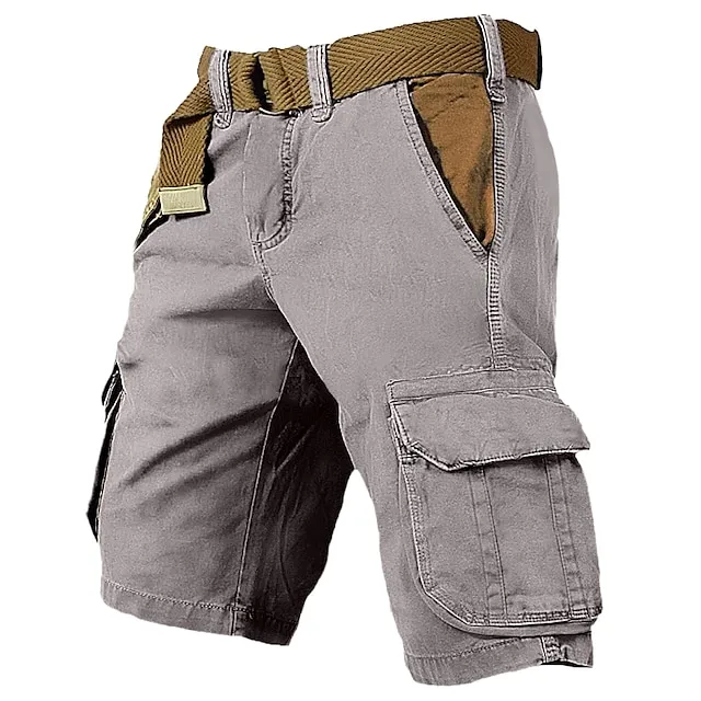 Men's Cargo Shorts Shorts Hiking Shorts Multi Pocket Plain Wearable Short Outdoor Daily 100% Cotton Designer Casual ArmyGreen Black
