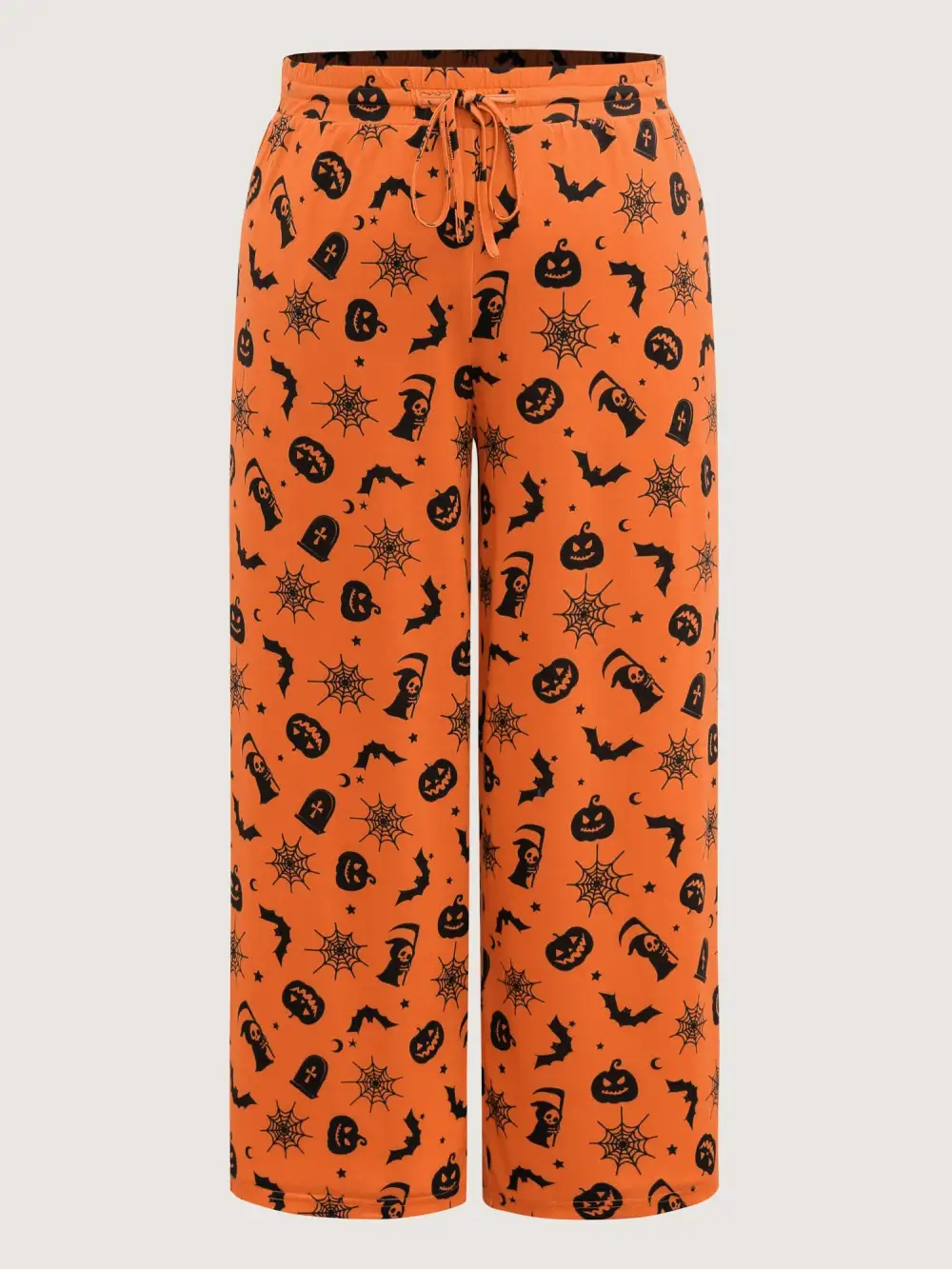 Pumpkin Patch Print Wide-Leg Lounge Bottoms