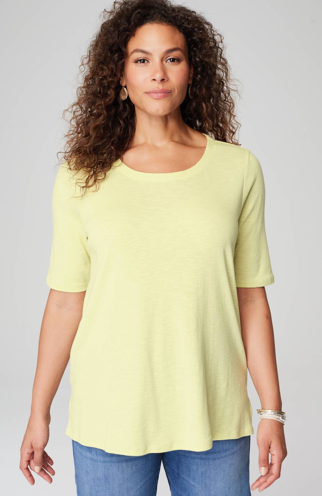pima-slub scoop-neck side-slit tee
