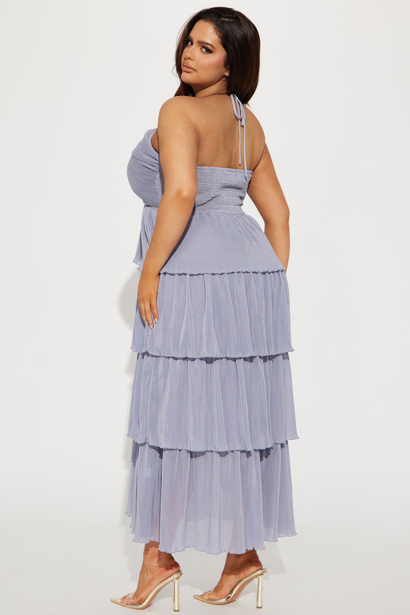 Jazmyn Plisse Maxi Dress - Light Blue