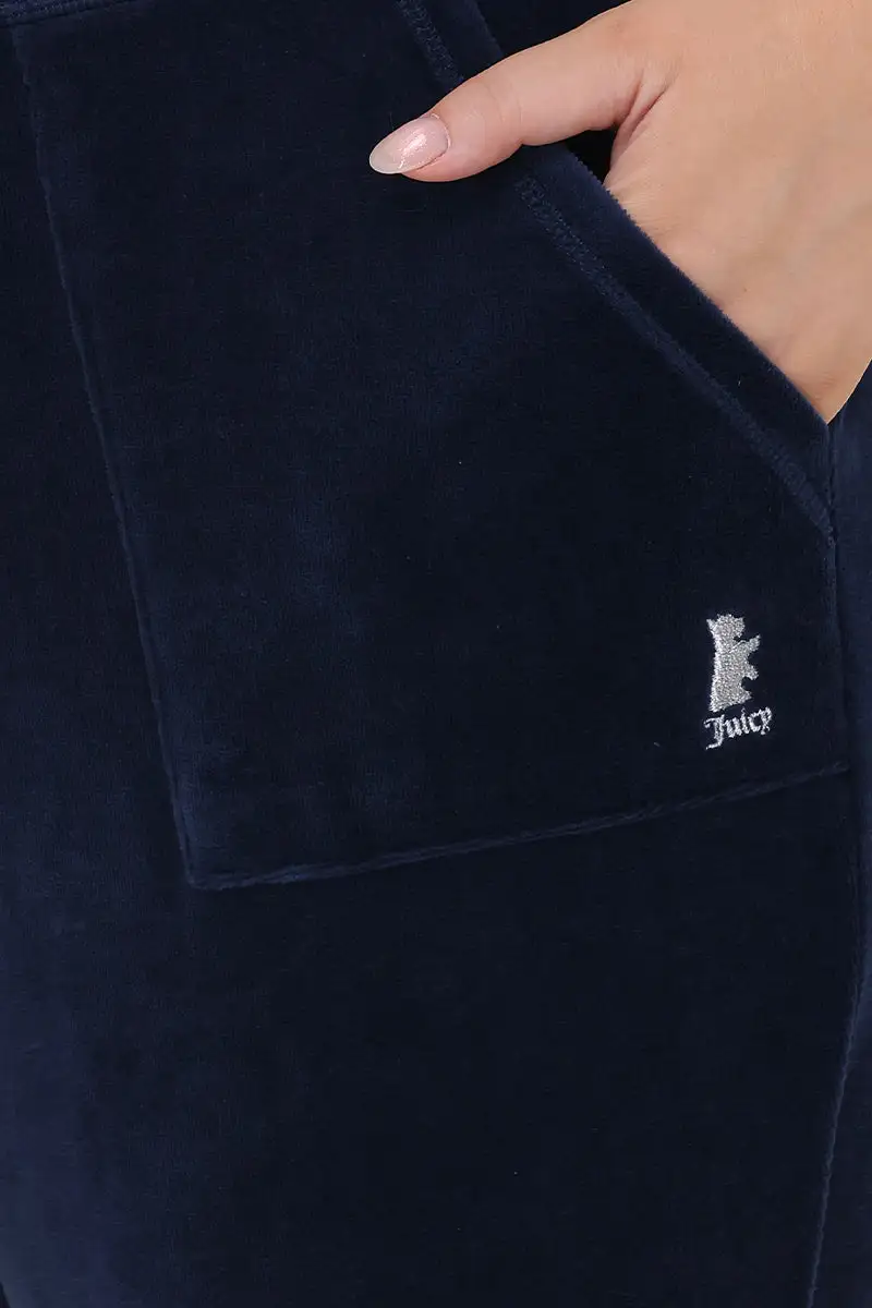 Plus-Size Hollywood Scottie Snap Pocket Cotton Velour Track Pants