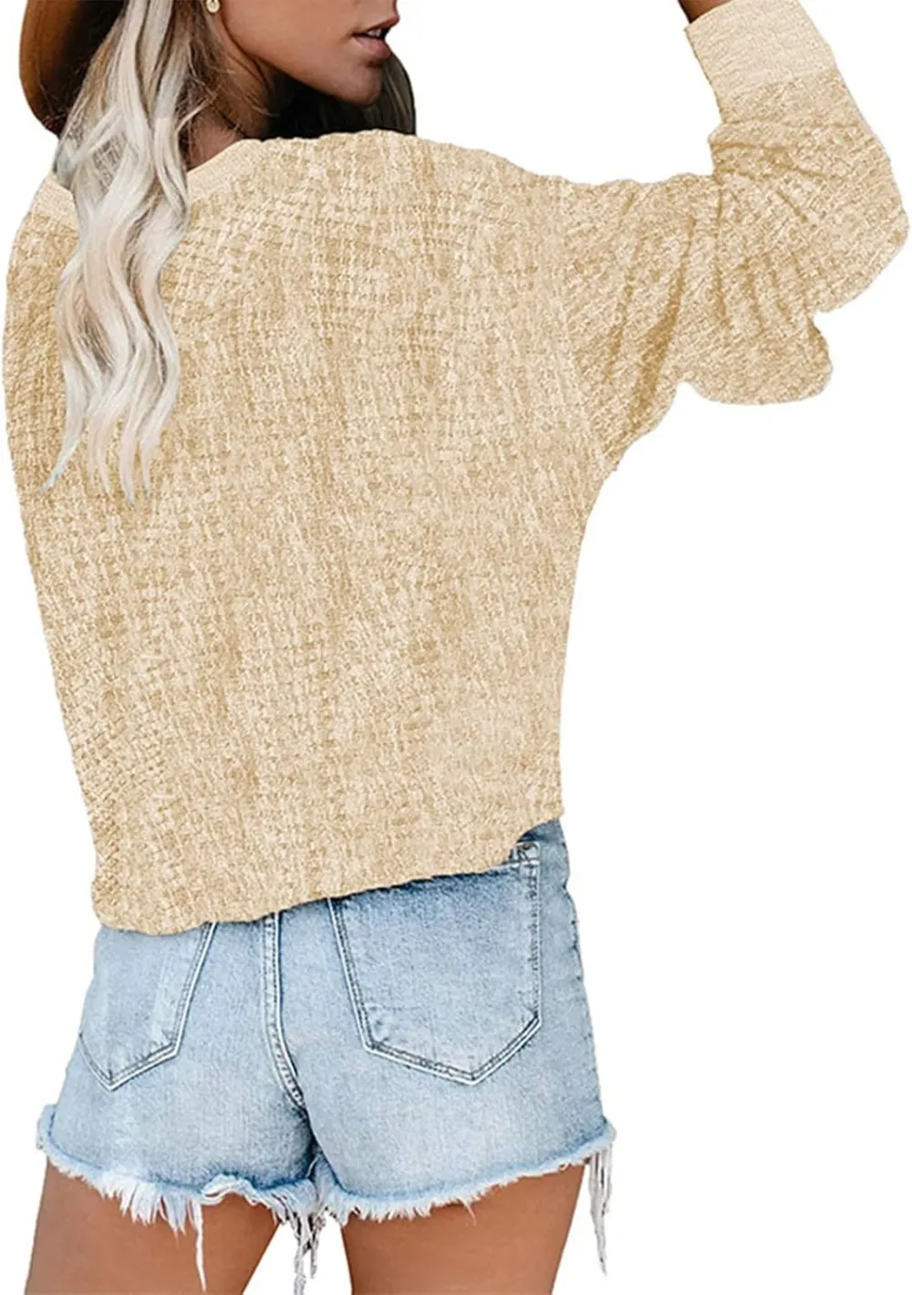 Women's Fall Sweater 2023 Wrap Sweaters Long Sleeve Knitted Asymmetric Hem Pullover Solid Color Tops Sweater