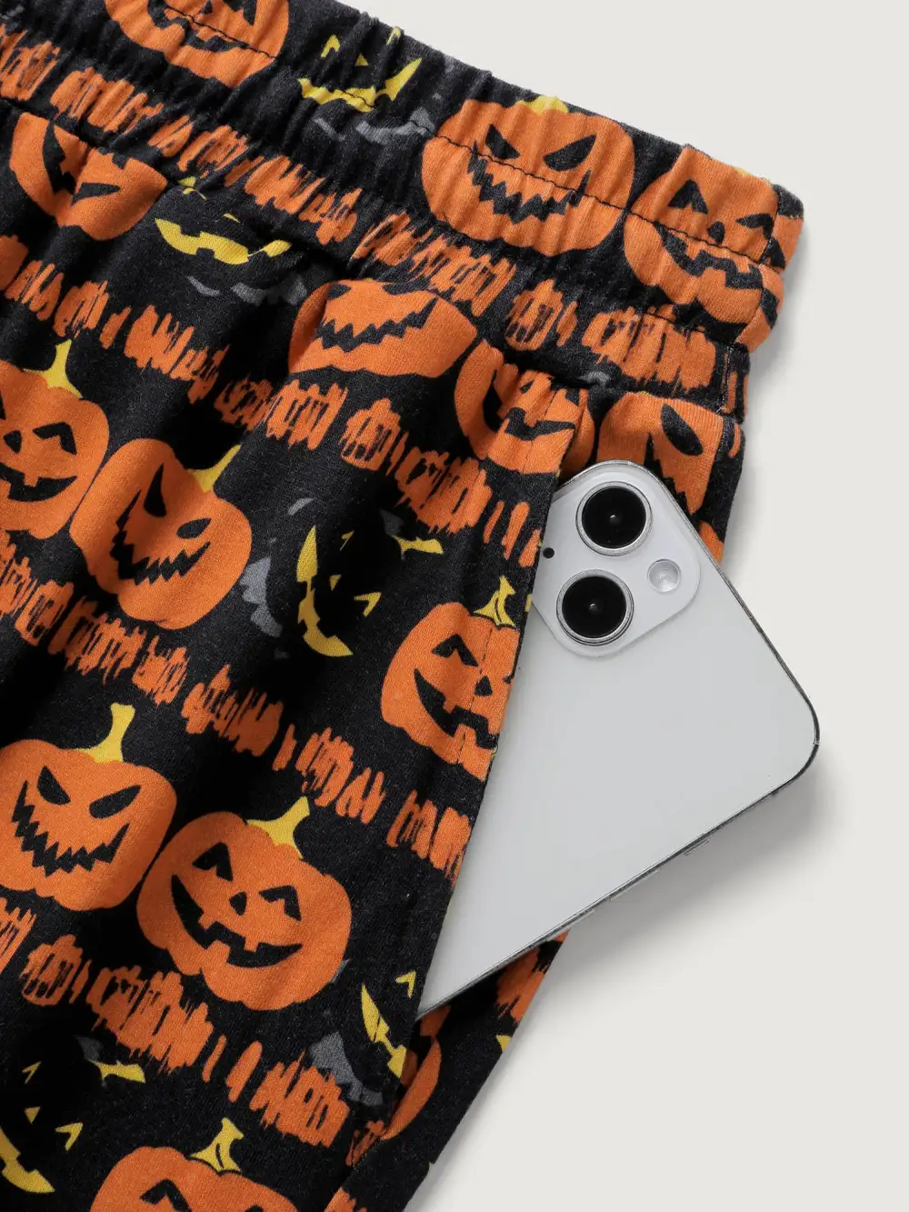 Spooky Pumpkin Elastic Waistband Wide-Leg Pants