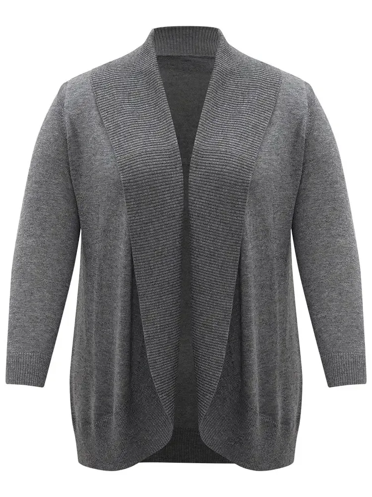 Supersoft Essentials Plain Texture Arc Hem Cardigan